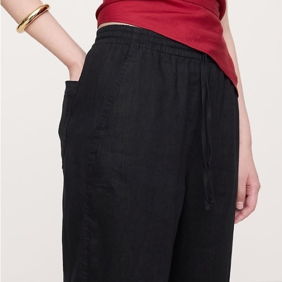 Banana Republic Linen Pull-on Black Wide Leg Ankle Pants - Picture 5 of 5